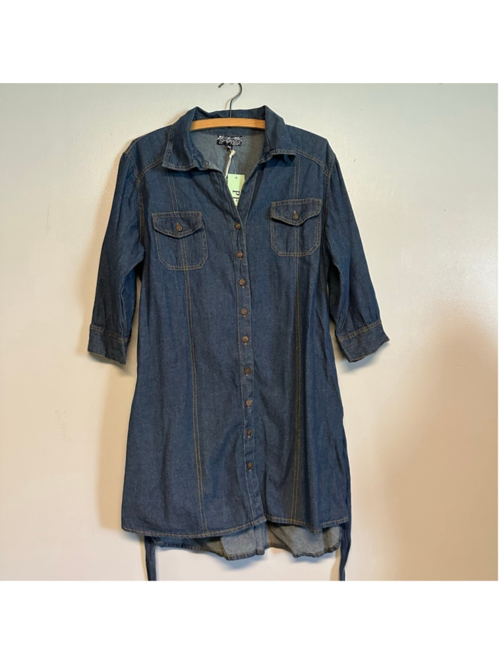 NEW J. Gee Blue Denim Long Sleeve Petite Dress Women's Size XL Cottage core - Picture 8 of 8